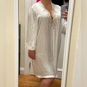 Enchanting silky white lingerie robe night gown plus size pajamas vintage 1X NWT